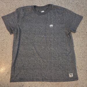 Roots Athletics Canada Heather Gray T Shirt Women s Large L Logo Short Sleeve